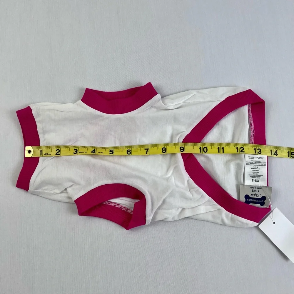 J Crew puppy Dog shirt, sleeveless Pink-White crab‎ shirt Size S NWT